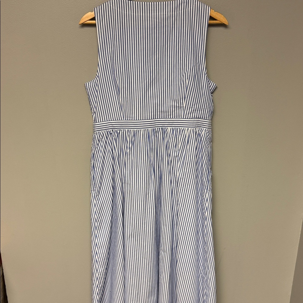 J.Crew Size 12P Blue Stripe Cotton Wrap Dress Petite NWT - Picture 5 of 6